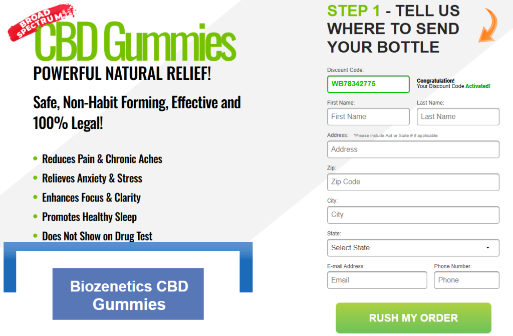 Biozenetics CBD Gummies Order